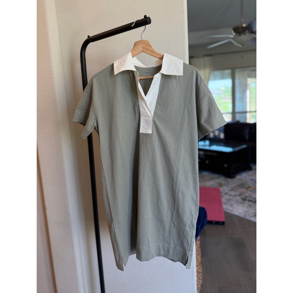 Everlane Organic Cotton Sage Green Polo Short Sleeve Mini Dress XS